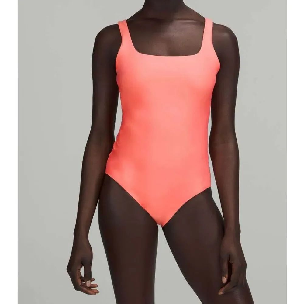 Lululemon waterside square neck swimsuit coral size 6